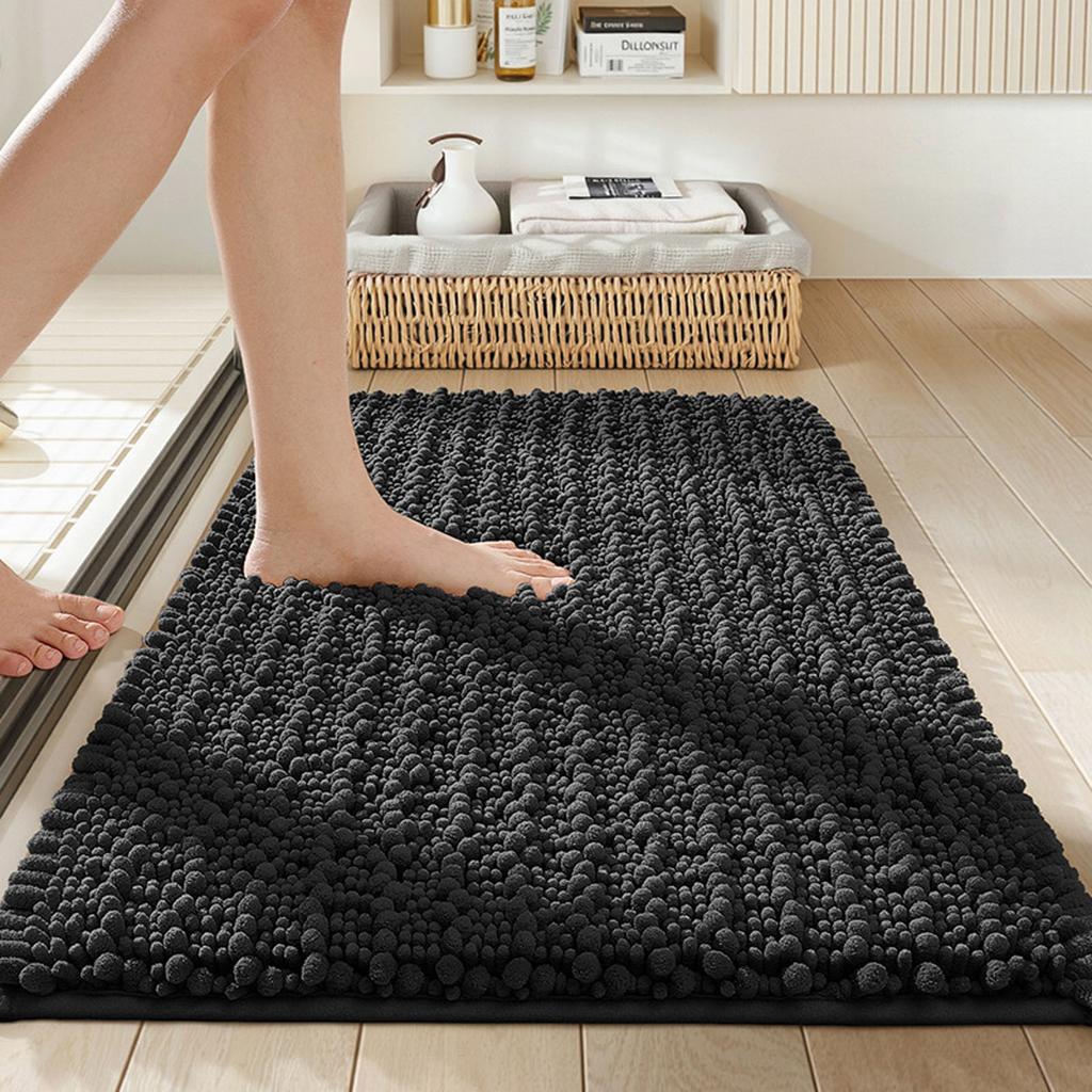 Chenille Bathroom Rug, Extra Soft, Thick, Absorbent, Long-pile, Non-, Machine Washable And Dryable, Suitable For Bathrooms.