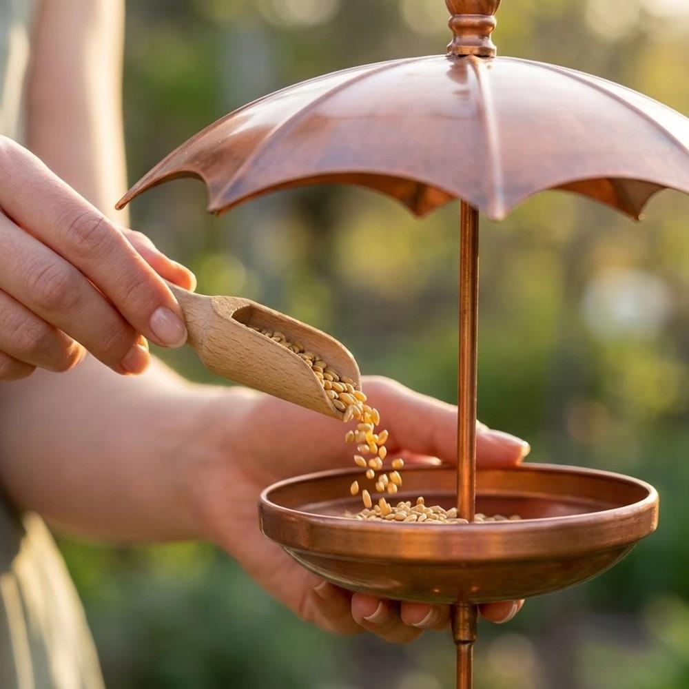 Rustic Umbrella-Shaped Bird Feeder Iron Bird Feeding Station Hanging Platform Feeder  Garden