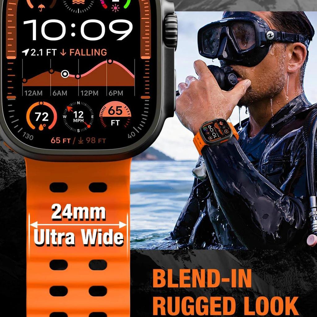 Ocean Silicone Strap+PC Case For Apple Watch Band  Series 11 10 46mm Metal Buckle Sports Bracelet Wristband iWatch 9 8 7 6 5 SE