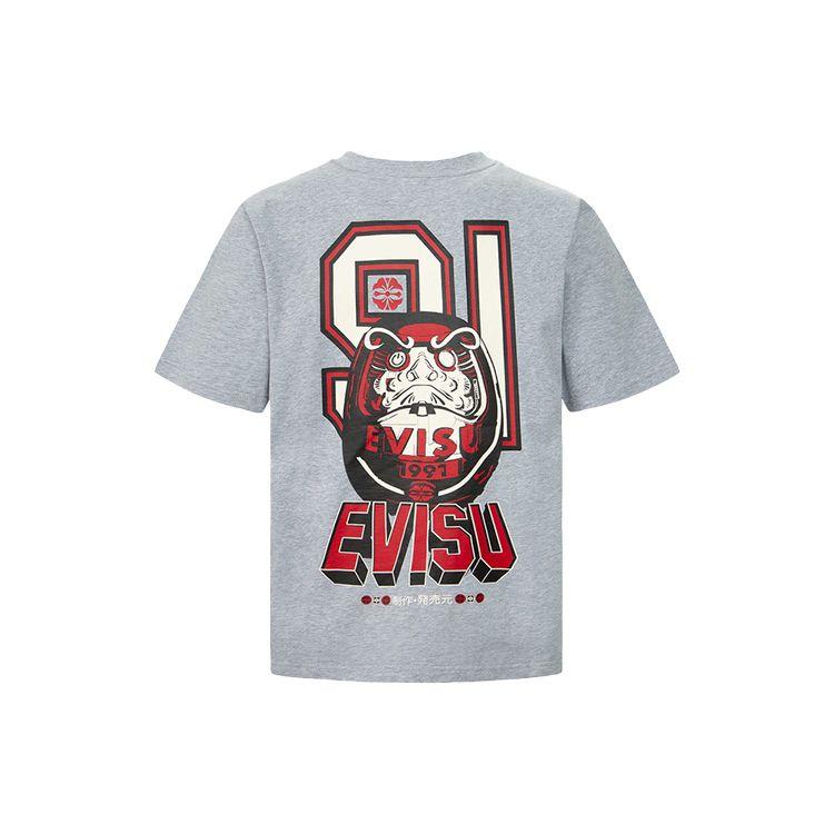 Evisu FW22 Graphic Print Pullover Short Sleeve T-Shirt Men Tops Flower-Gray 2EAADM2TS630XXCT