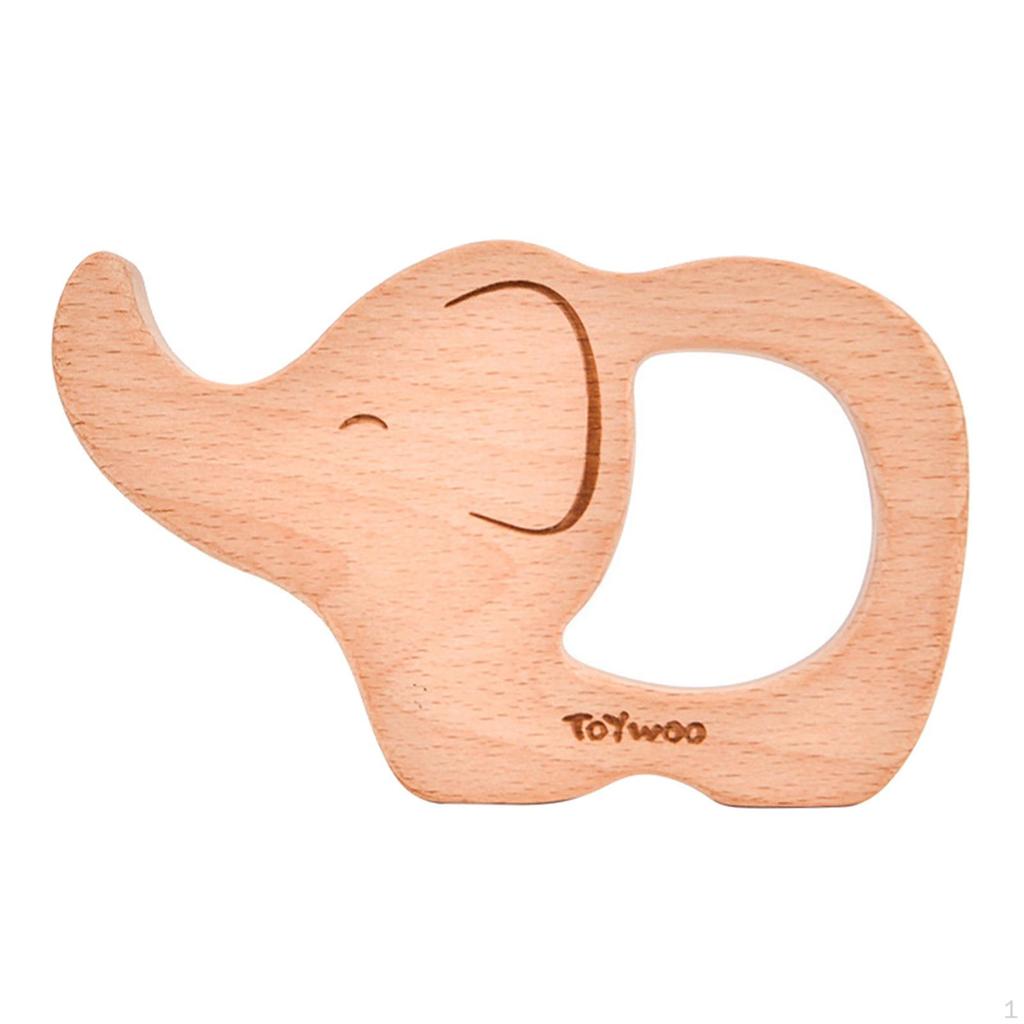 Baby Beech Teething Toys Rings Cute Whale Elephant Animal Puzzle Chew Toy