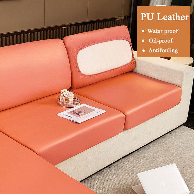 Housse de coussin de siège de canapé élastique en cuir PU housse de canapé imperméable souple protection de meubles demi-housse extensible conception cushion cover-S