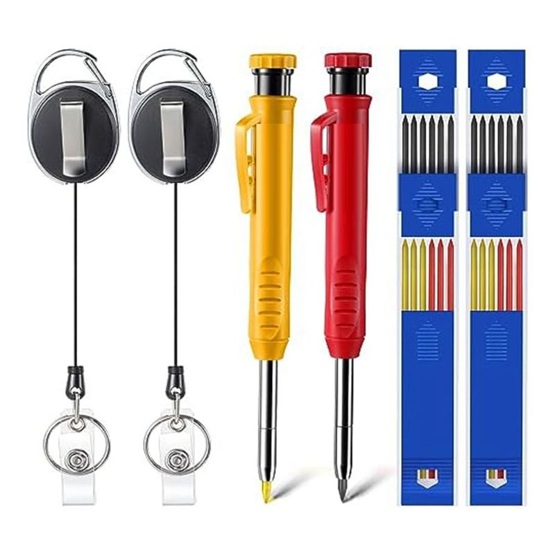 ABWR-Mechanical Woodworking Pencil Retractable Pull Pen Holder, With Retractable Stand, Great For Woodworking Architects