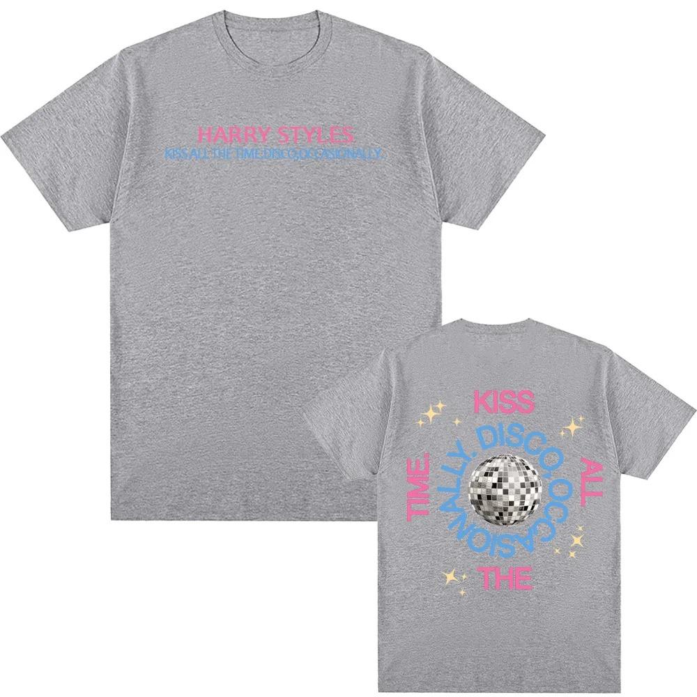 HarryStyles New Album Kiss All The Time Poster Tshirt Men Women Oneck Cotton Summer New Tee Harajuku Loose Casual Oversize Tee