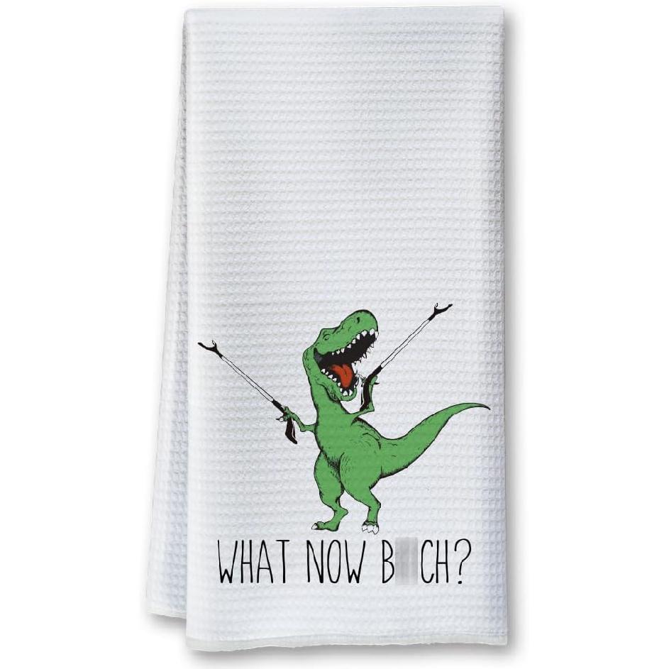 Funny Joked Themed Kitchen Dishcloth Gifts for Hostess Mom Women Housewarming, Funny Dinosaur Hand Towels for Best Friend Bestie, Funny Sarcastic