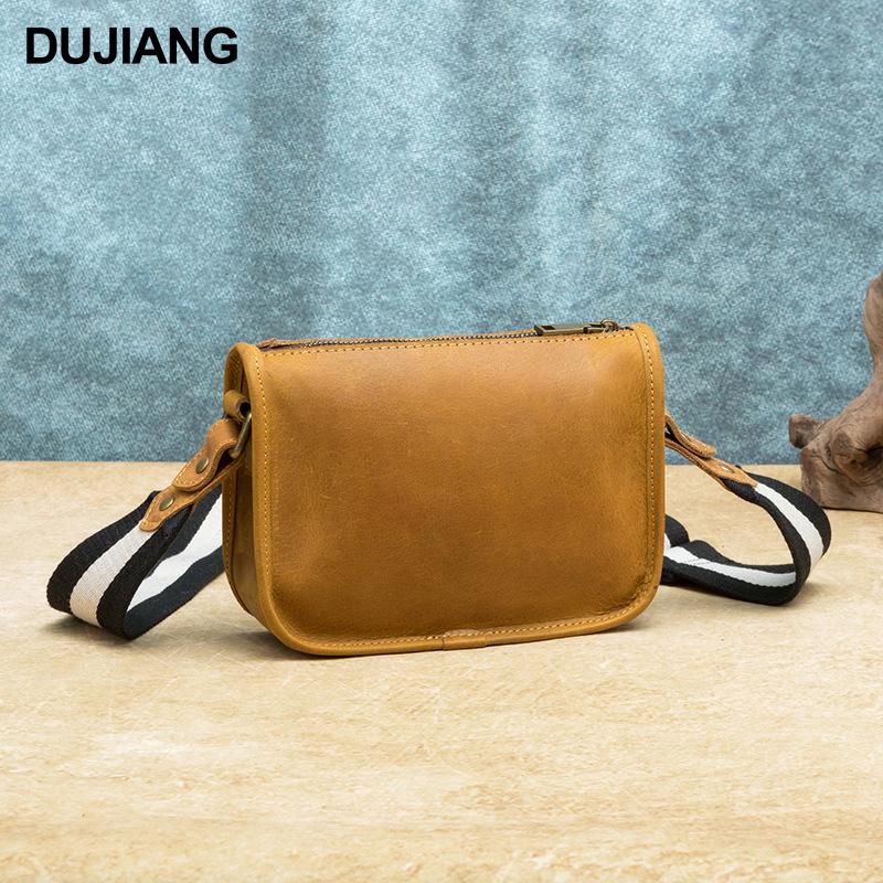 DUJIANG Men's Genuine Leather Crossbody Messenger Shoulder Bag