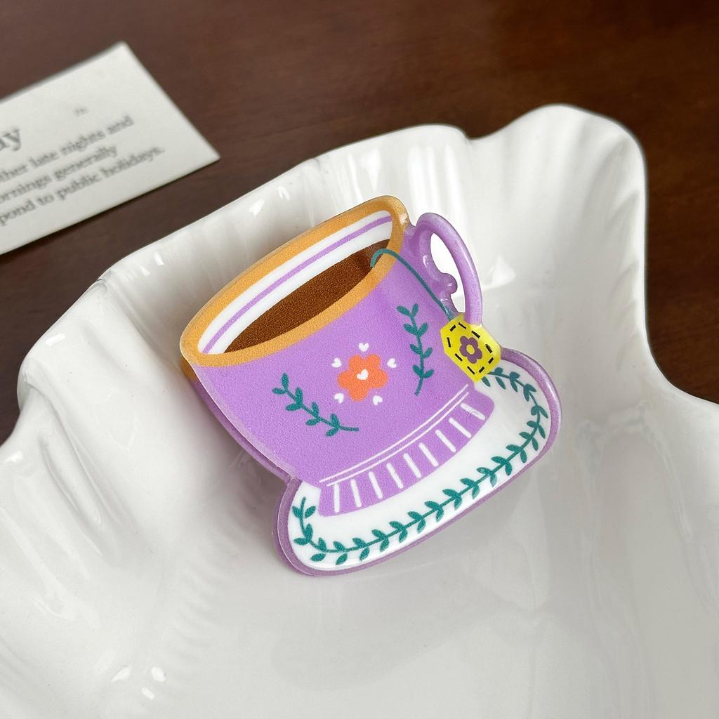 Elegant And High-quality Hair Claw Clip Featuring Cute Coffee Cup Motif For Women Purple4.7cm