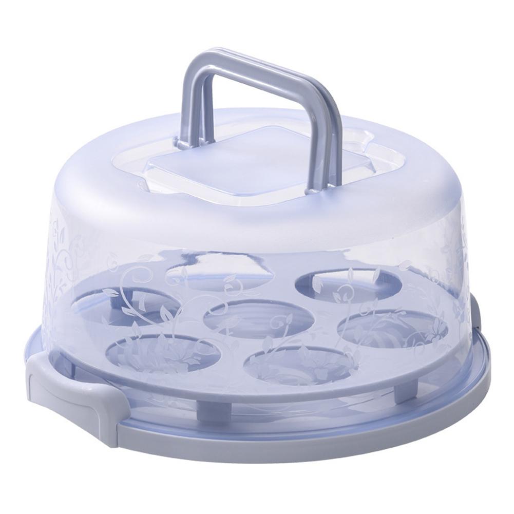 

8 Inch Cake Carrier with Lid and Handle Cake Holder Portable Cake Container for Any 6-8 Inch Cake Storing синий