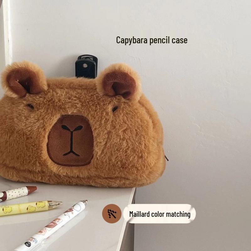 Large Capacity Cute Plush Pacha Dog Pencil Case for Middle School - Japanese Cartoon Girl Design