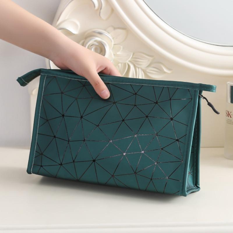 Women Simple and Portable Cosmetic Storage Bag Handbag Style Travel Storage Bag PU Fashion Toiletry Small Bags Wash Makeup Bags