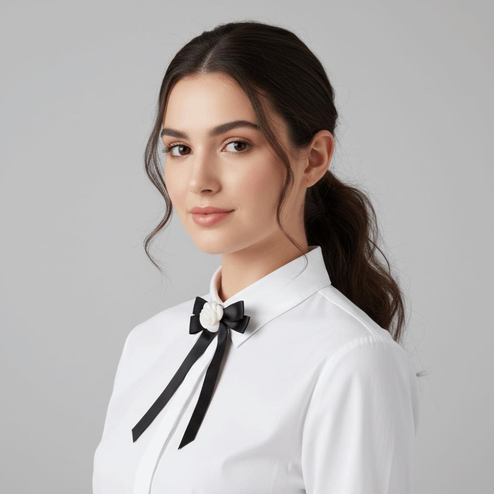 White Black Bow Brooch Pin Camellia Funerals Memorial Pin Sweet Black Ribbon Pin  Funeral