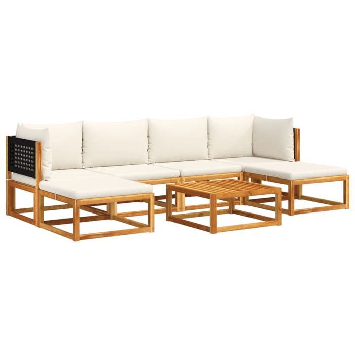 VidaXL 7-Piece Garden Sofa Set with Cushions In Acacia Wood and Rattan 3278885