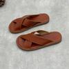 Johnature Handmade Genuine Leather Flat Slippers Soft Cowhide Soft Sole Comfortable Women's Outdoor Slides