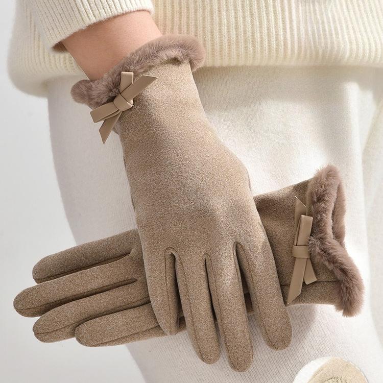 Gloves Winter Women Can Touch The Screen for Driving, Riding, Piled and Thickened Windproof and Cold-proof Warm Gloves