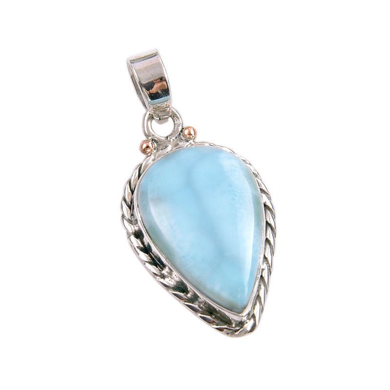 Natural Republic Larimar Gemstone Handmade 925 Solid Silver Pendant 1.50" F3V54