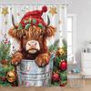 Cute Snowman Christmas Shower Curtain Winter Forest Xmas Trees Snow Lights New Year Home Bathroom Decor Bath Curtains With Hooks