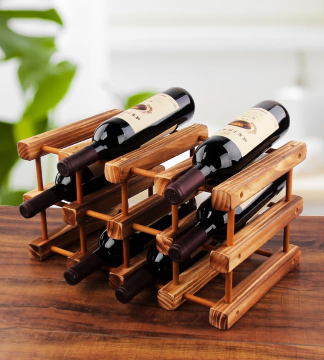 Wooden Wine Rack, Wine Holder, Holds 12 Bottles of Wine or Champagne, Wood Storage Stand, Interior Display, Stackable