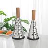 Stainless Steel Cone Cheese Grater with Wood Handle 3 Sided Vegetable Shredder for Grating Cheese Chocolate Vegetables