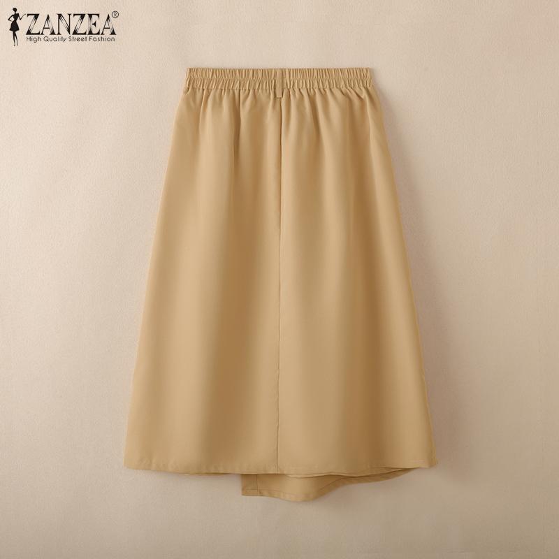 ZANZEA Dámské ležérní letní sukně s elastickým pasem v jednobarevném provedení