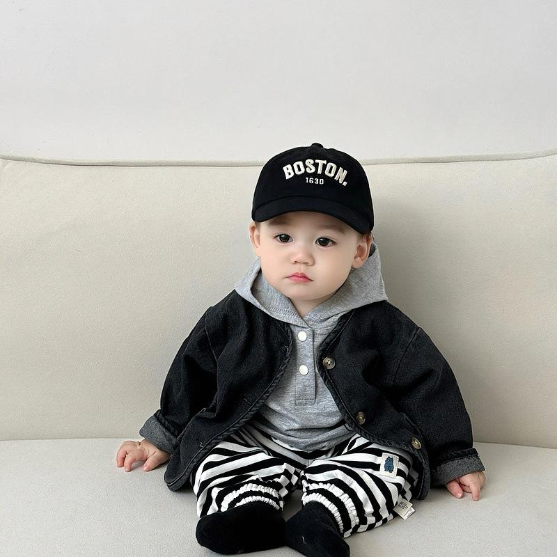 Boy's Fashionable Denim Jacket & Versatile Cuffed Pants Set