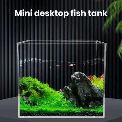 Aquarium Glatte Kanten Kleines Aquarium Hohe Transparenz Desktop Aquatische Landschaft Tankdekoration