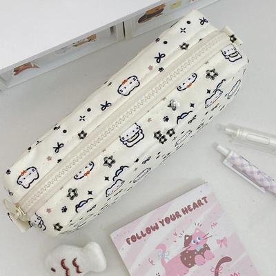 Large Capacity Multifunction Cartoon Pencil Box With Star Cat Print Design For School Office Supplies Cute Students Gift