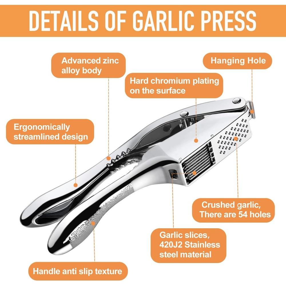 Garlic Press and Slicer 2 In 1,Effortlessly Crush, Slice, and Mince Garlic,with This Versatile Kitchen Tool - Perfect for Home Cooks and Chefs Alike