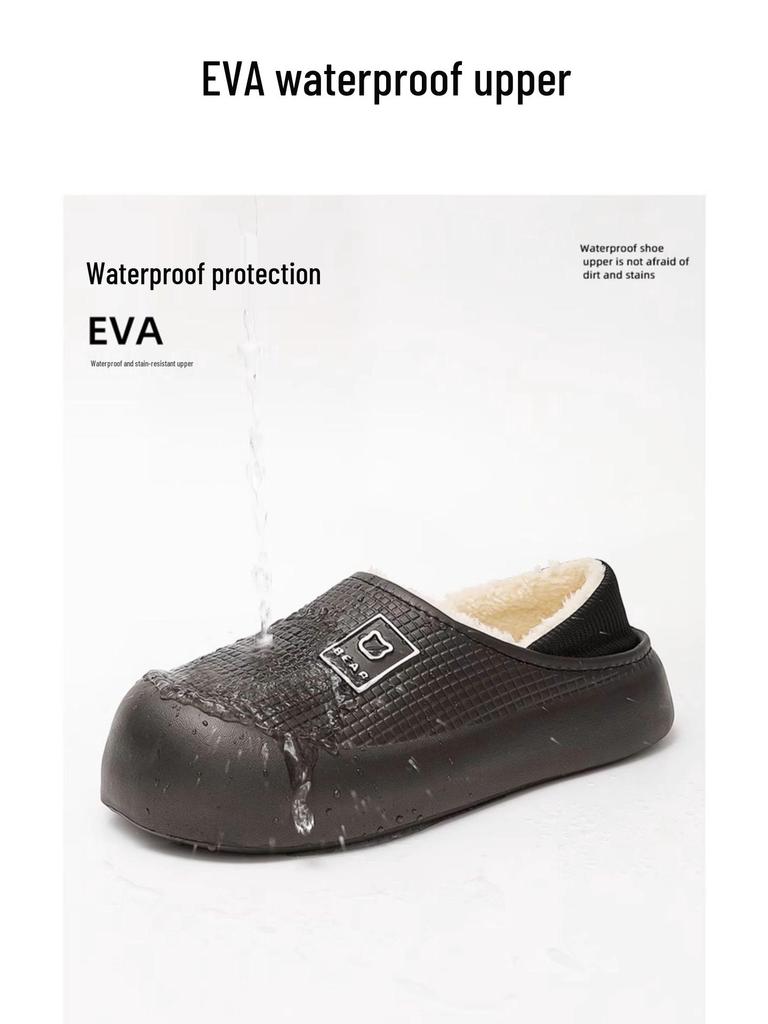 Winter Waterproof Indoor/Outdoor Thick-Soled Slippers with Velvet Lining for Men & Women