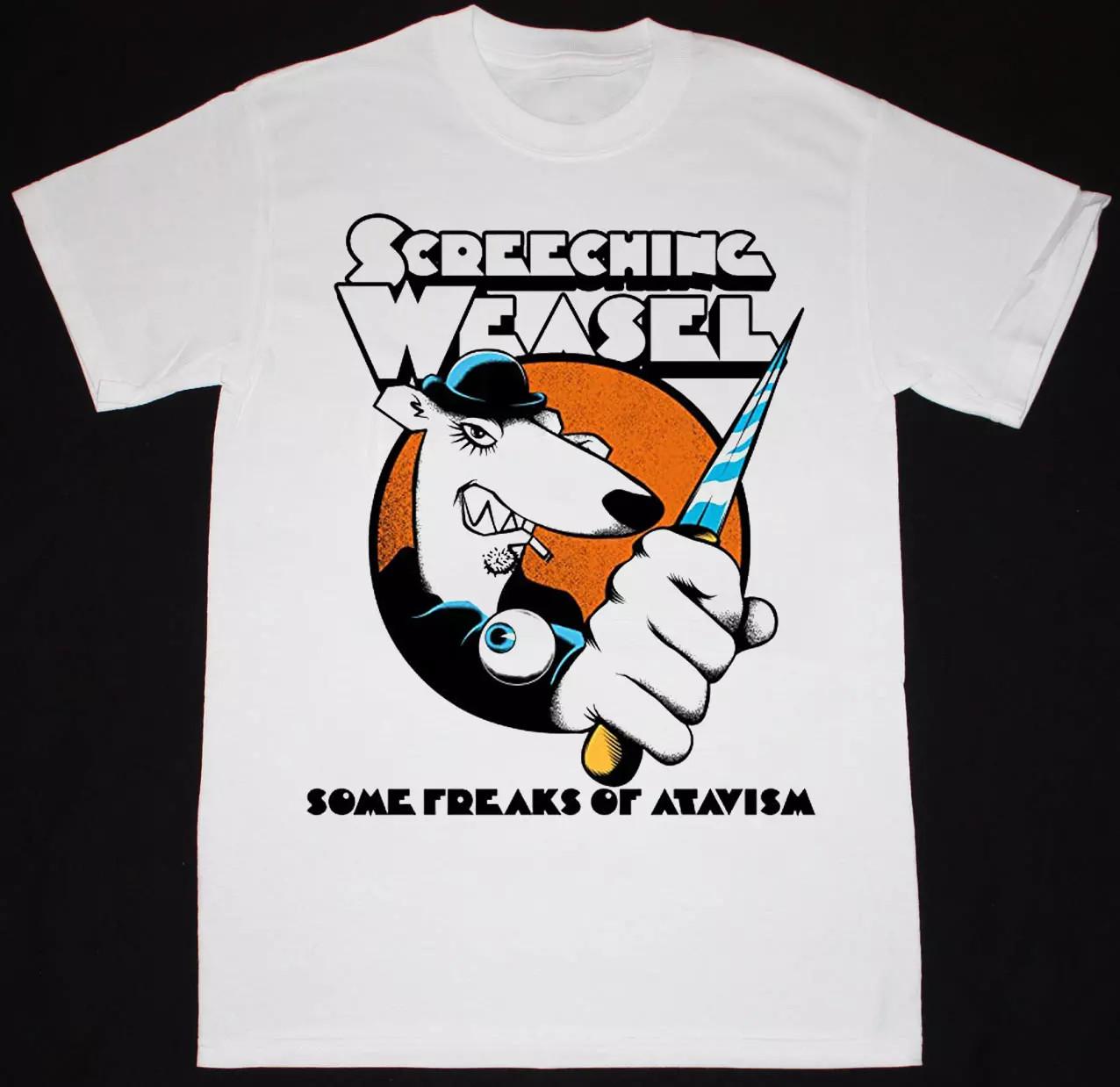 Vtg Screeching Weasel Band Some Freaks Of Atavism Cotton White Shirt MM1175 S разноцветный