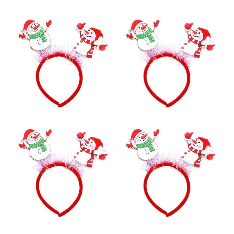 Santa/Snowman/Deer Headpiece Elastic Handmade Headband Plastic Christmas Tree Decoration For Holiday Event