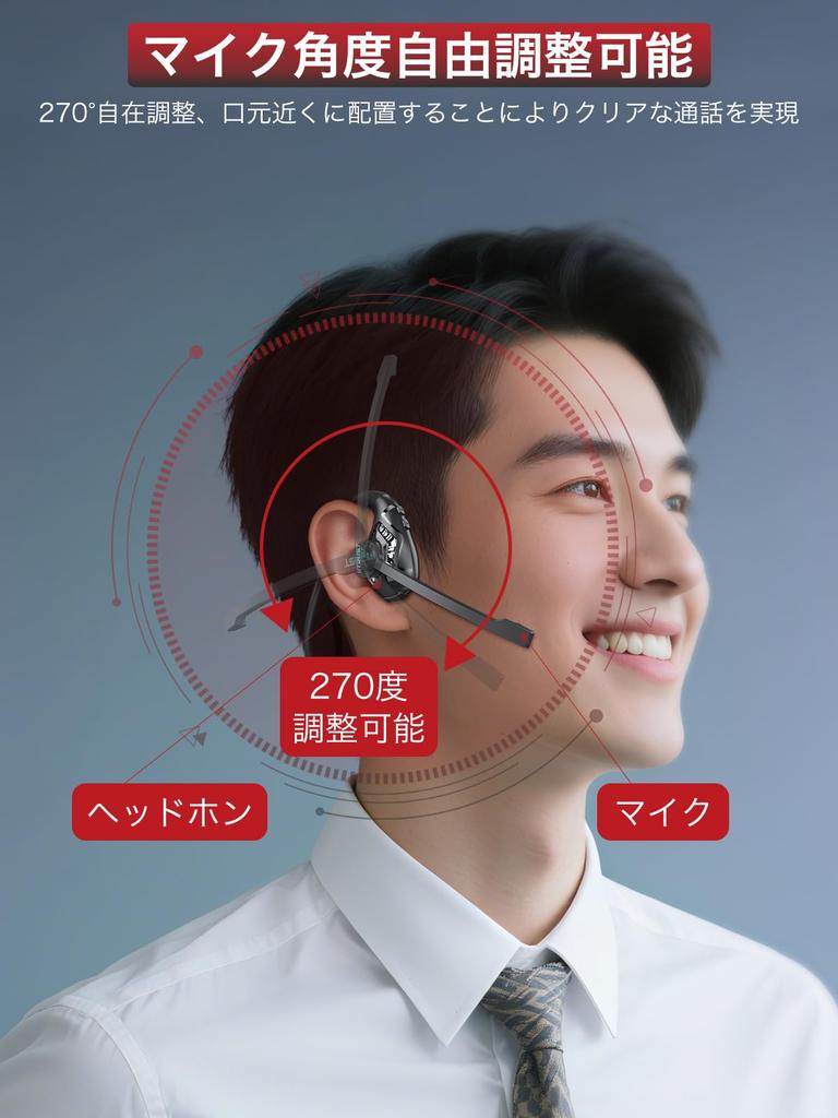 Earaku Bluetooth Headset 2025 Calls Bluetooth Headset Wireless Microphone Earphones ENC Noise Cancelling Japanese Voice Guide Open Ear Does Not Block