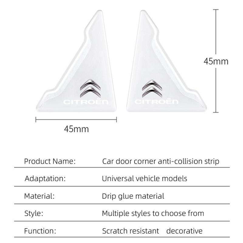 JOFT7 4PCS Car Door Anti-collision Corner Protectors Stickers For Citroen C3 C5 Aircross C5X C4 Cactus Picasso e-C3 e-C4 C1 C-Crosser