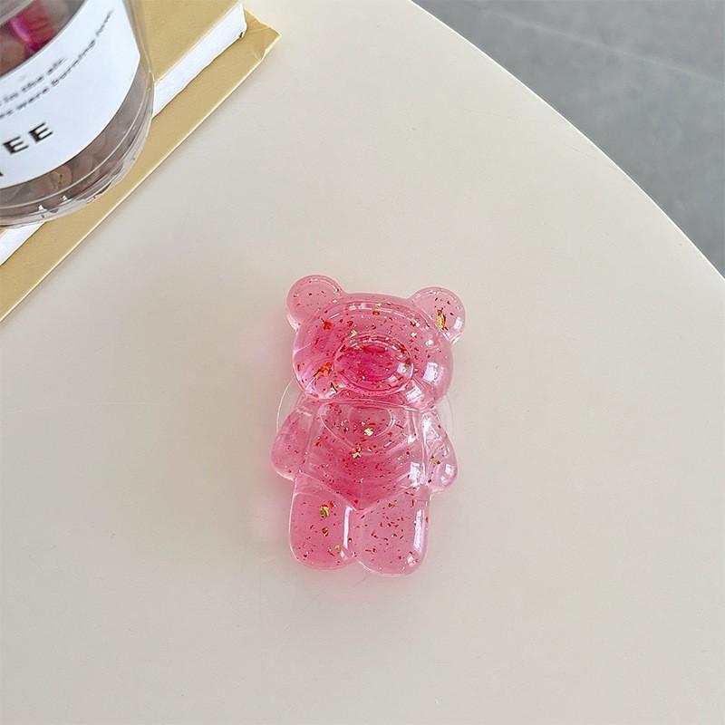 Ins Transparent Bear Mobile Airbag Bracket Korean Gold Foil Back Adhesive Creative Desktop Stable Cross Border Wholesale