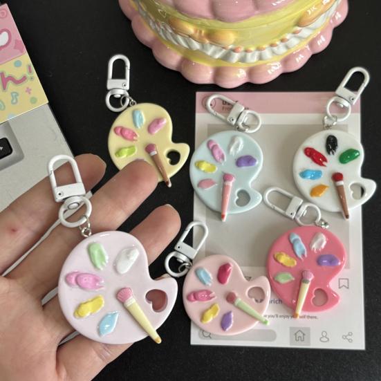 Keychain Pendant Artist Palette Brush Design Keychain Pendant with Metal Lobster Buckles Bags Keys Backpacks Keyring