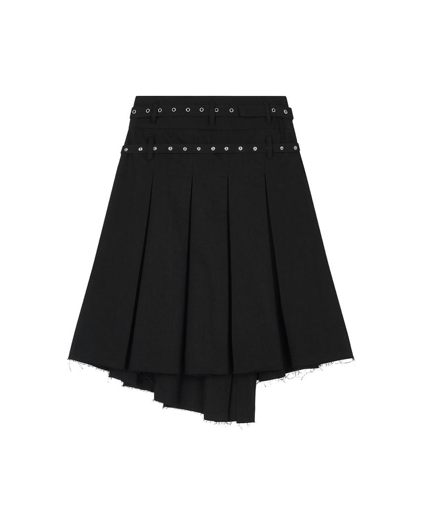Saendeulig Eyelet Layered Midi Skirt_Black