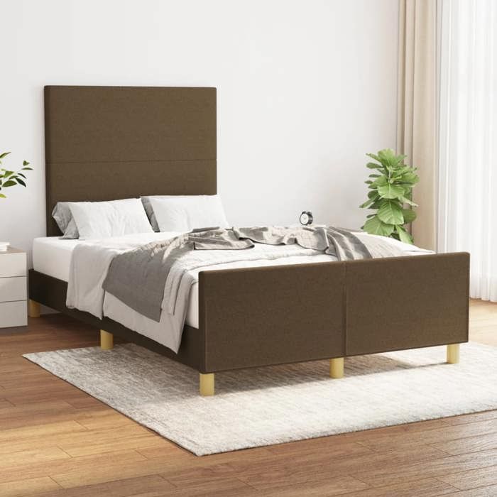 VidaXL Bed Frame with Headboard Dark Brown 120x200 Cm Fabric 3124882