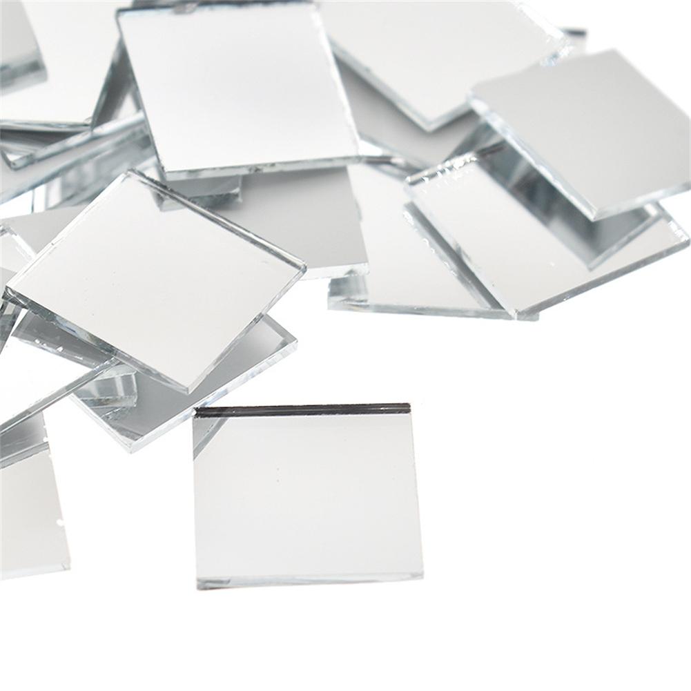 100PCS Glass Mirror Mosaic Small Square Tiles Mirror Wall Stickers Bulk DIY Craft Supplies Decorations Artwork Handmade Material