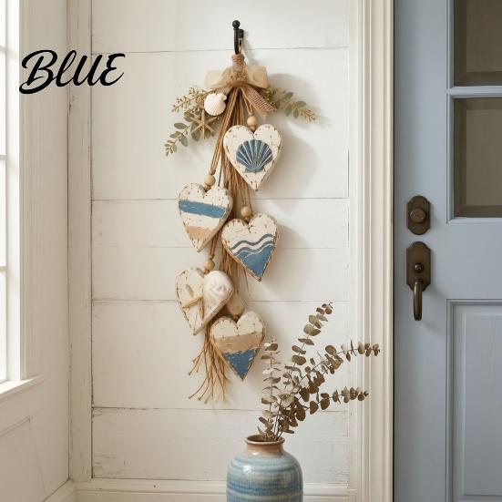 Charming Heart Shaped Art Hanging Wall Decor 5 Layered Hearts Ornament Rustic Farmhouse Coastal Style Wood Themed Home Accents Sign Thanksgiving