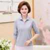Autumn Cotton Lapel T-shirt for Middle-aged & Elderly Women - Long-Sleeve, Loose Fit, Plus Size