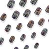 24Pcs Short Square Press on Nail Glitters Dinosaur Stick On Nail Full Cover Artificial Nail for Festive Gatherings