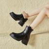Fashion NEW Winter Women Boots Split Leather Shoes for Women Round Toe Chunky Heel Shoes Casual Zip Platform Shoes Warm Wool Snow Boots