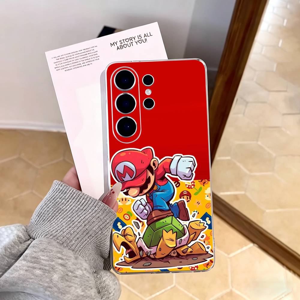 cartoon S-Super M-MarioS Bros Phone Case For Samsung S25,S24,S21,S22,S23,S30,Ultra,S20,Plus,Fe,Note,10,9,5G Transparent Cover