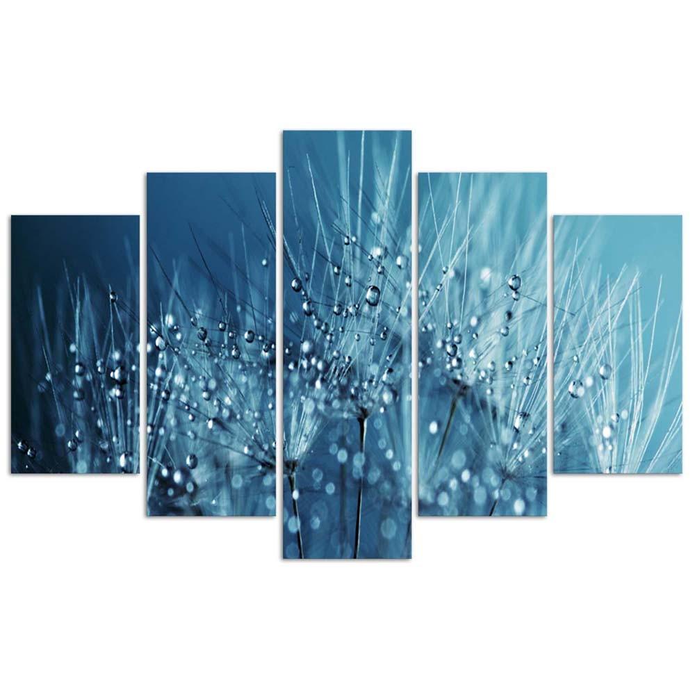 Five Piece Picture Canvas Print Blue Blowers
