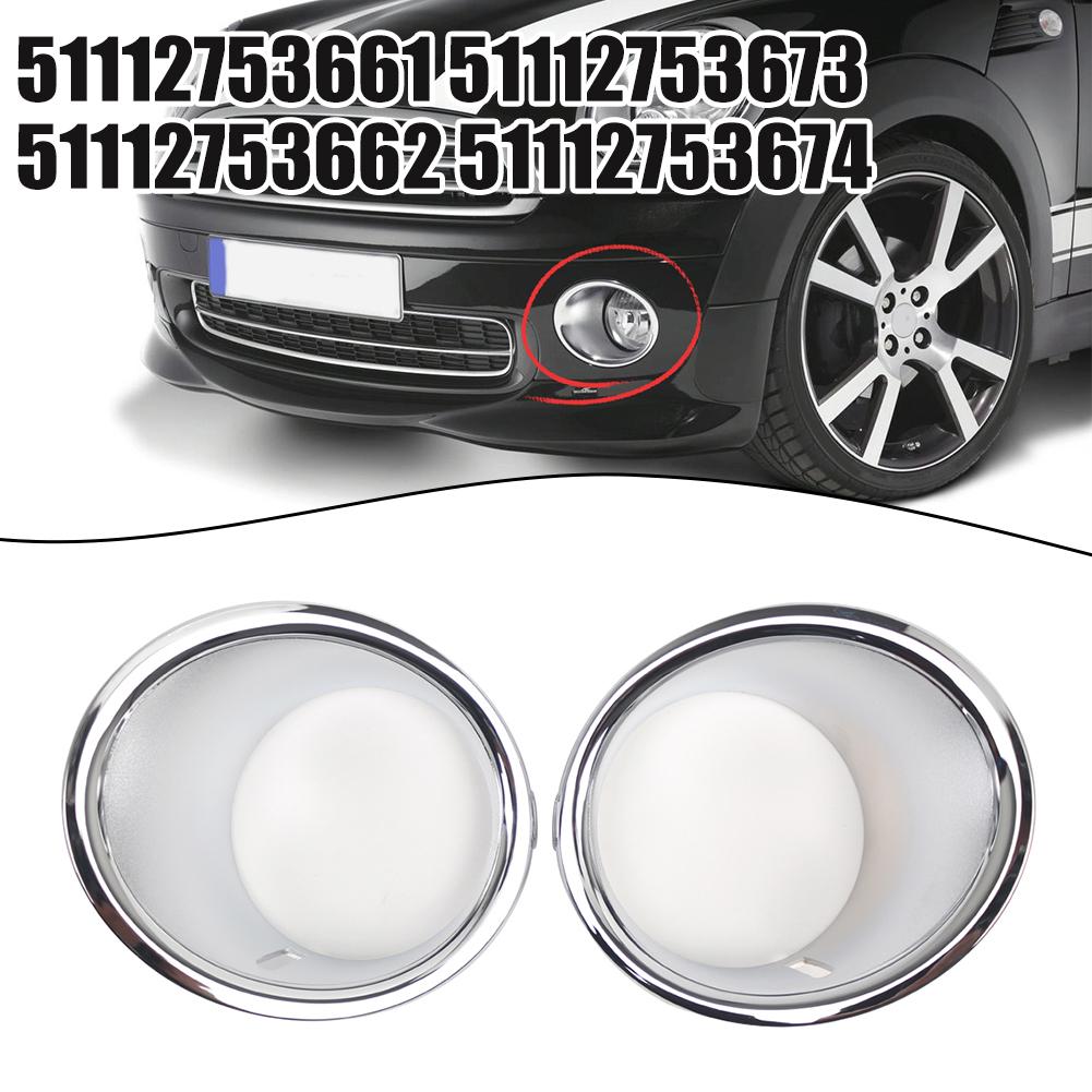 1Pair Car Front Fog Light Lamp Chrome Plating Ring Cover For Mini Cooper R55 R56 R57 Front Bumper Light Cover Trim