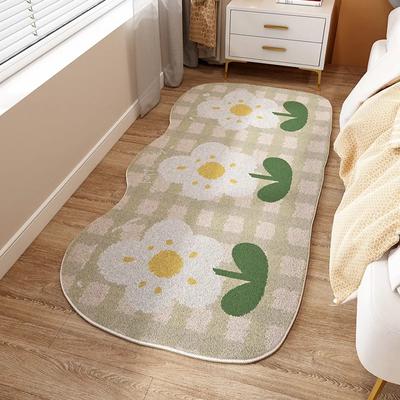Teppich fürs Schlafzimmer, Bettvorleger, weicher, flauschiger Teppich mit Blumenmuster, niedlicher Heimteppich, geformter Teppich, Schlafzimmerteppich