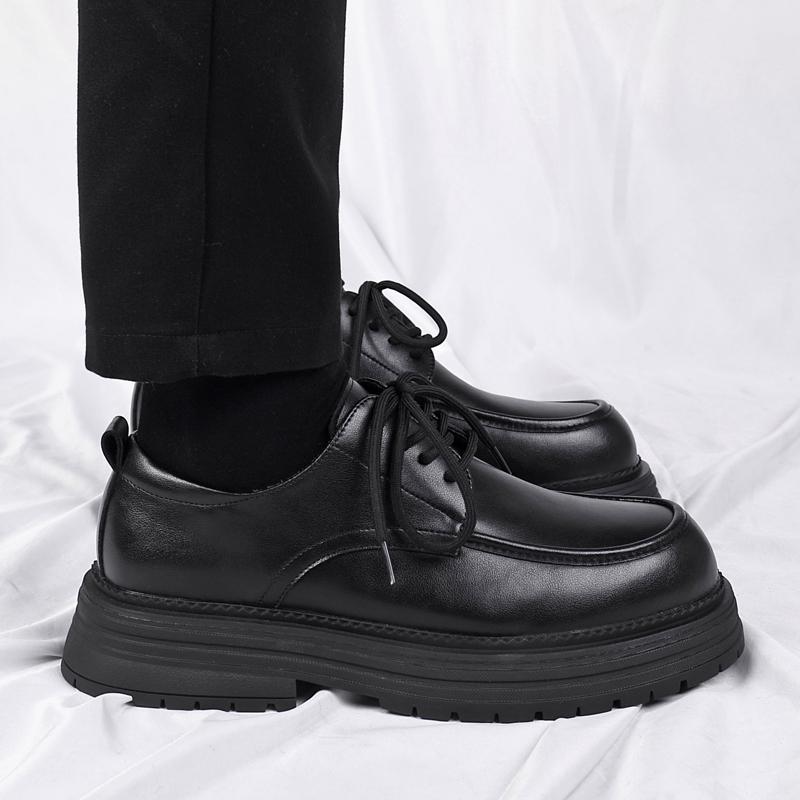 Fashion Leather Men Shoes Hot Sale Luxury Brand Thick Bottom Men Dress Shoes Trend Minimalist Designers Lace-up Wedding Shoes for Men