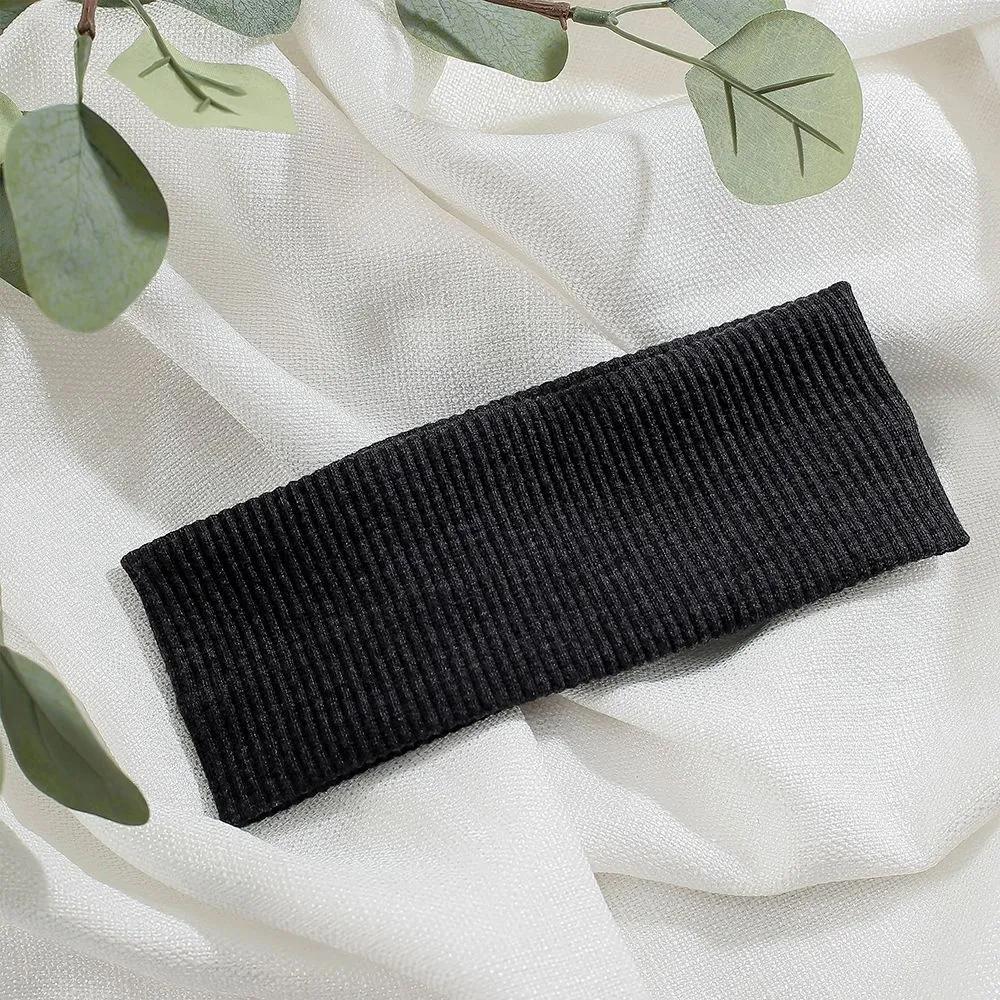 Daily Headband Designer Headband Angel Scrunchie Simple Ribbed Turban Dark Gray