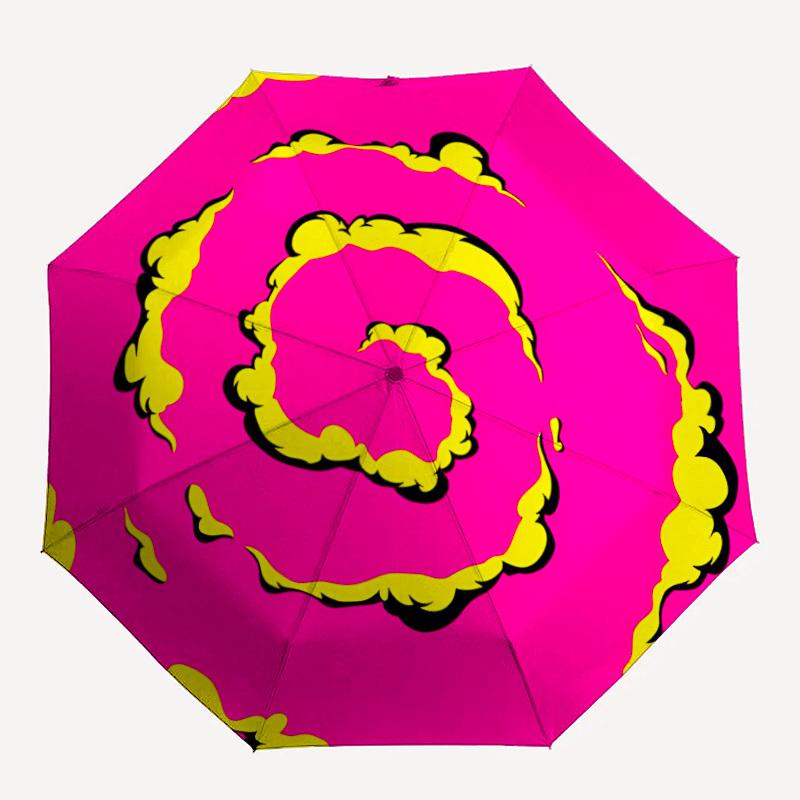 

1pc Spiral Pattern Auto-Fold Umbrella with One-Touch Open/Close - 8 Reinforced Ribs for Windproof Stability, yy251118216