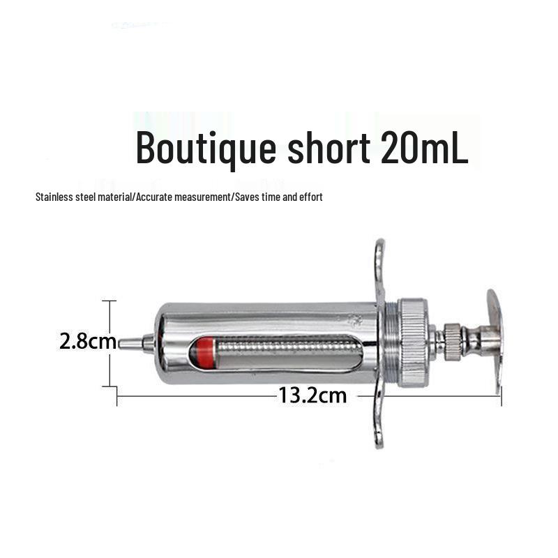 Veterinary Stainless Steel Syringe - 10ml/20ml Breeding Equipment for Pig Farming.