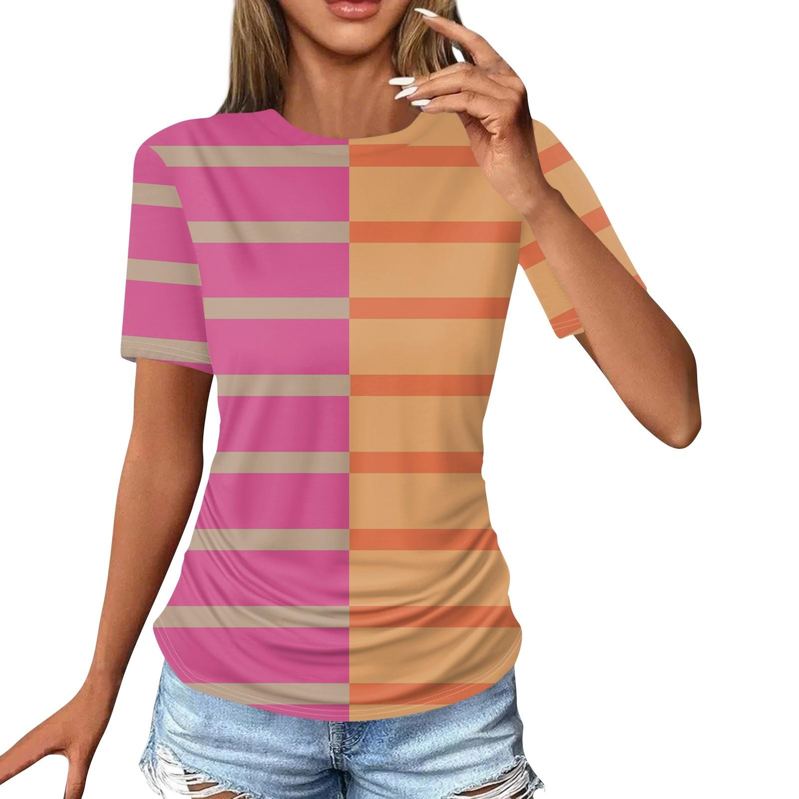 

Жіночі футболки Модні повсякденні топи з круглим вирізом і короткими рукавами. Туніка з принтом M